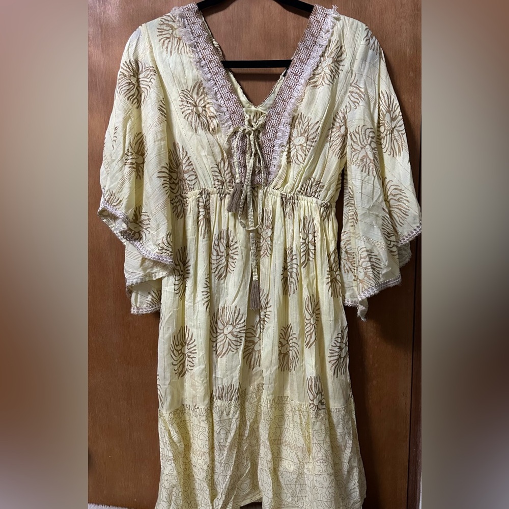 Yellow and Brown Floral Dress